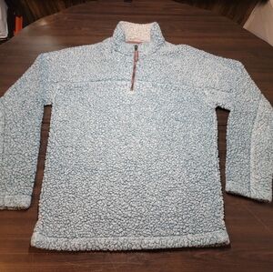 TRUE GRIT Mens Fleece Sherpa Pullover Sweater 1/4 Zip Long Sleeve Blue Size S